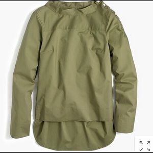 J Crew Cotton Hi-Lo Top with Button Shoulder